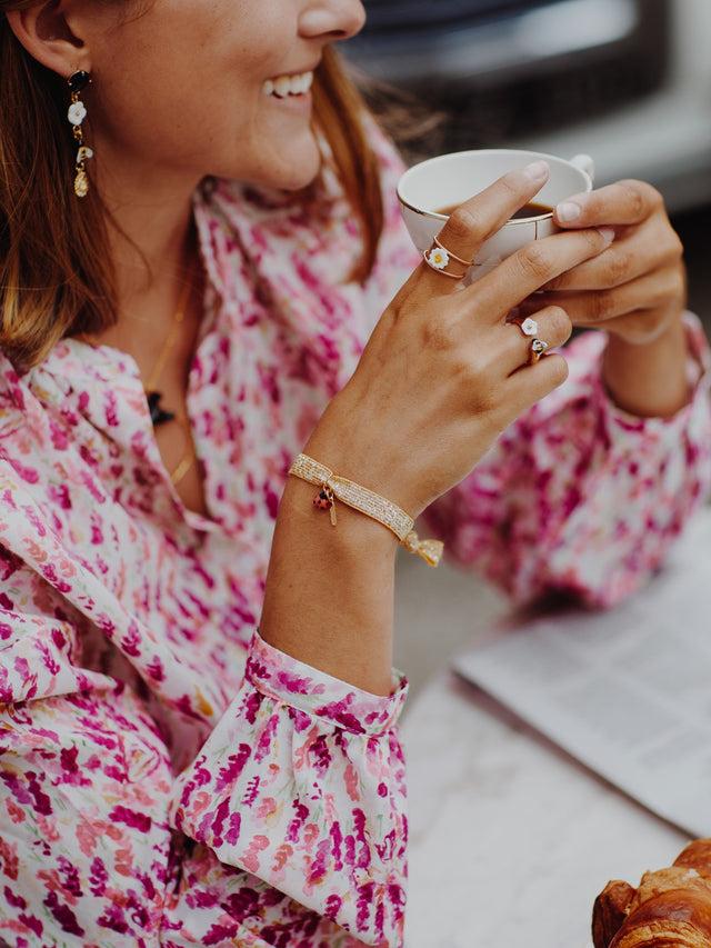Nach Bijoux Bracelet Twistband élastique Orange Coccinelle