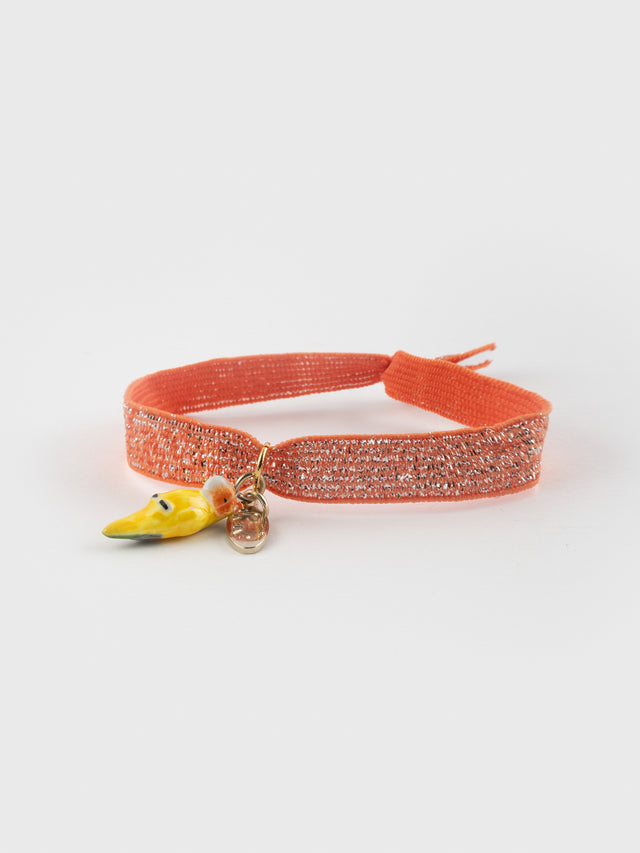 nach bijoux Bracelet twistband élastique orange perroquet jaune