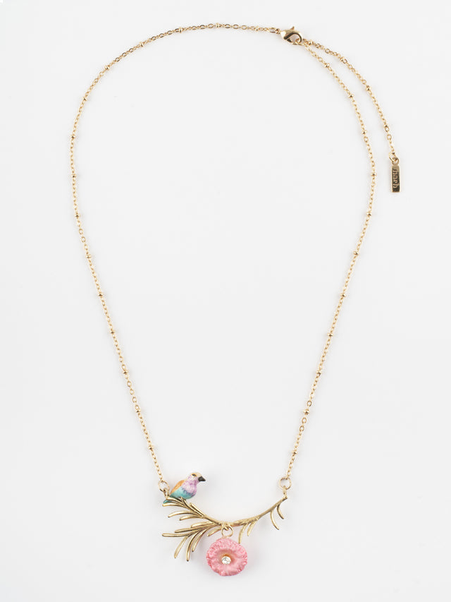 Nach Bijoux Collier Branche Oiseau Rollier Et Chardon