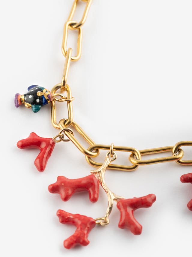 Nach Bijoux Collier Corail Rouge Et Poisson Tacheté