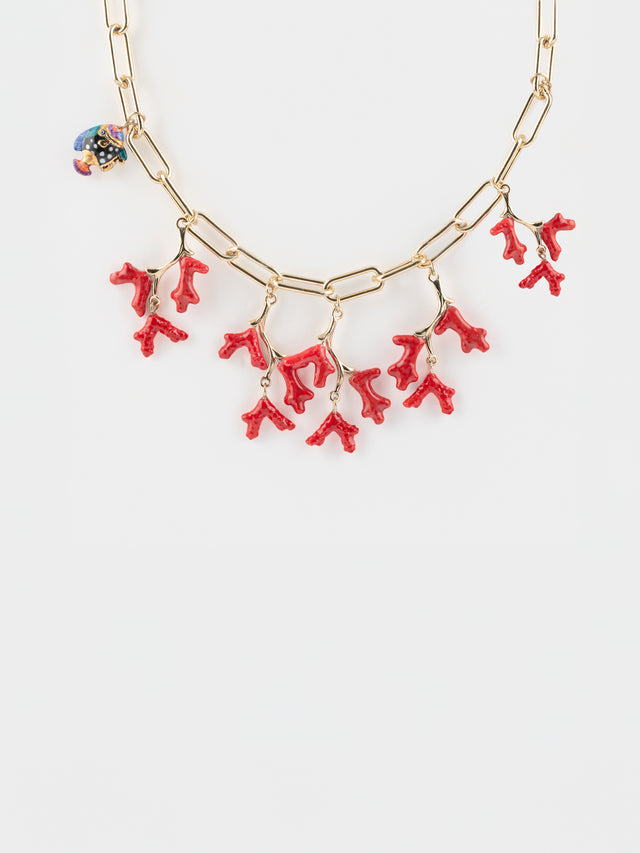 nach bijoux Collier corail rouge et poisson tacheté