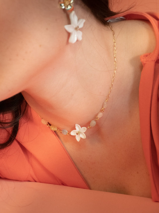 Nach Bijoux Collier Jasmin Et Perles De Morganite Naturelle - Jasmin Et Moi