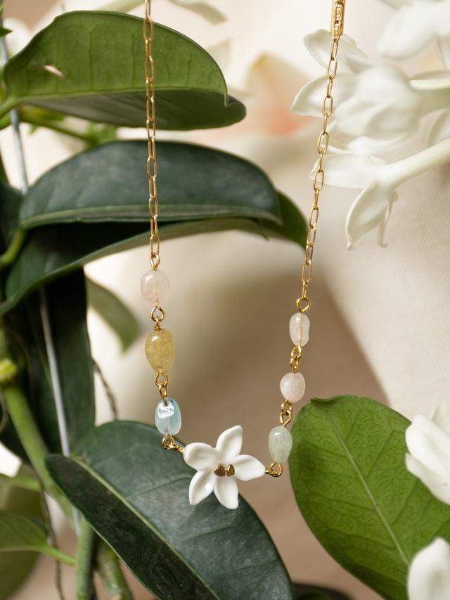 Nach Bijoux Collier Jasmin Et Perles De Morganite Naturelle - Jasmin Et Moi