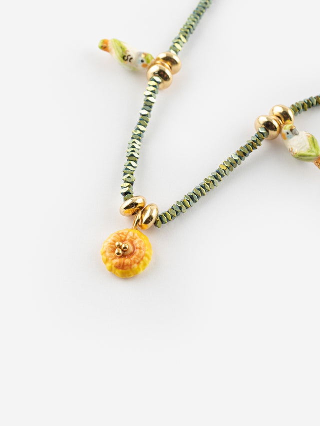 Nach Bijoux Collier Perles D'hématite Perruches & Pissenlits