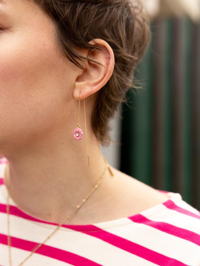 Nach Bijoux Longues Boucles D'oreilles Chardon & Oiseau
