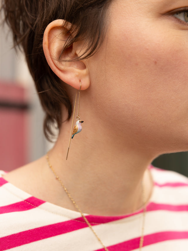 Nach Bijoux Longues Boucles D'oreilles Chardon & Oiseau