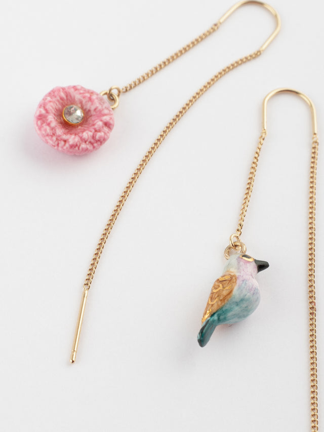 Nach Bijoux Longues Boucles D'oreilles Chardon & Oiseau