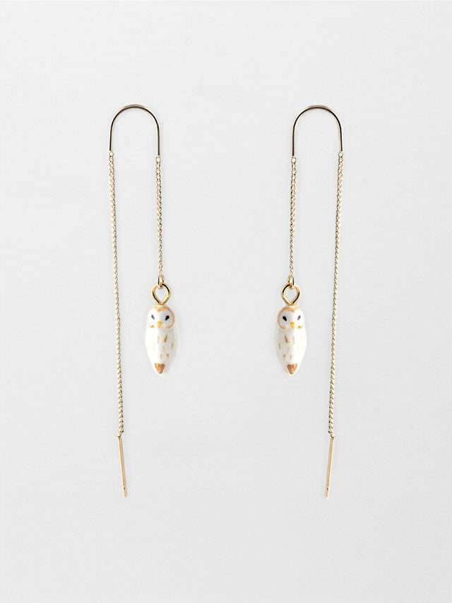 nach bijoux Longues boucles d'oreilles chouette blanche