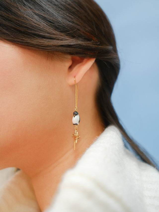 Nach Bijoux Longues Boucles D'oreilles Pingouin - Arctique