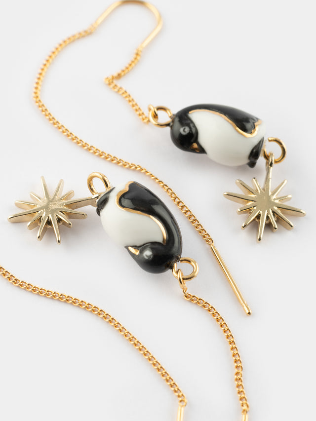 Nach Bijoux Longues Boucles D'oreilles Pingouin - Arctique
