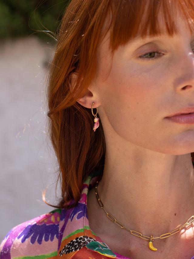 Nach Bijoux Mini Créole Cacatoès Rose - Vendue à L'unité