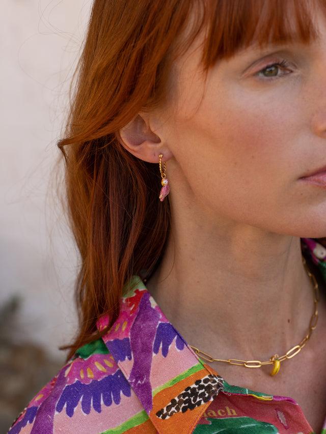 Nach Bijoux Mini Créole Cacatoès Rose - Vendue à L'unité