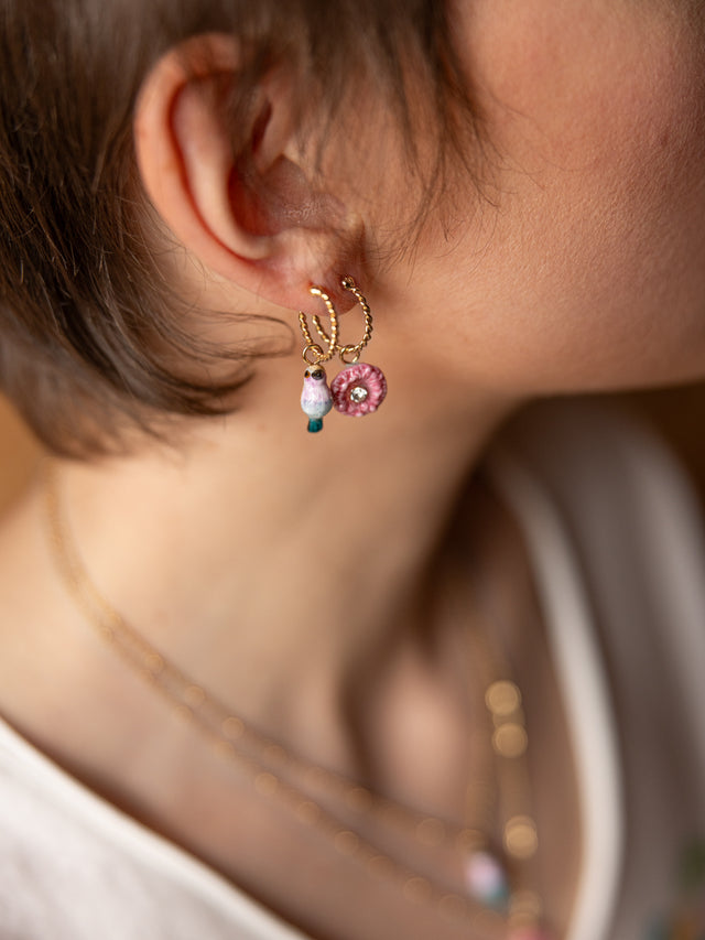 Nach Bijoux Mini Créole Chardon Rose - Vendue à L'unité