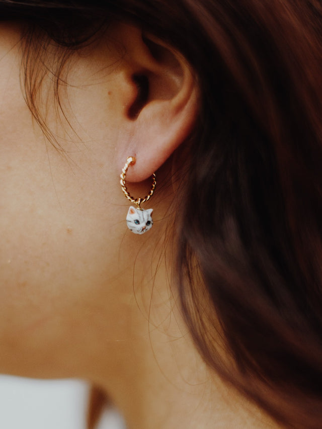 Nach Bijoux Mini Créole Chat Tabby - Vendue à L'unité