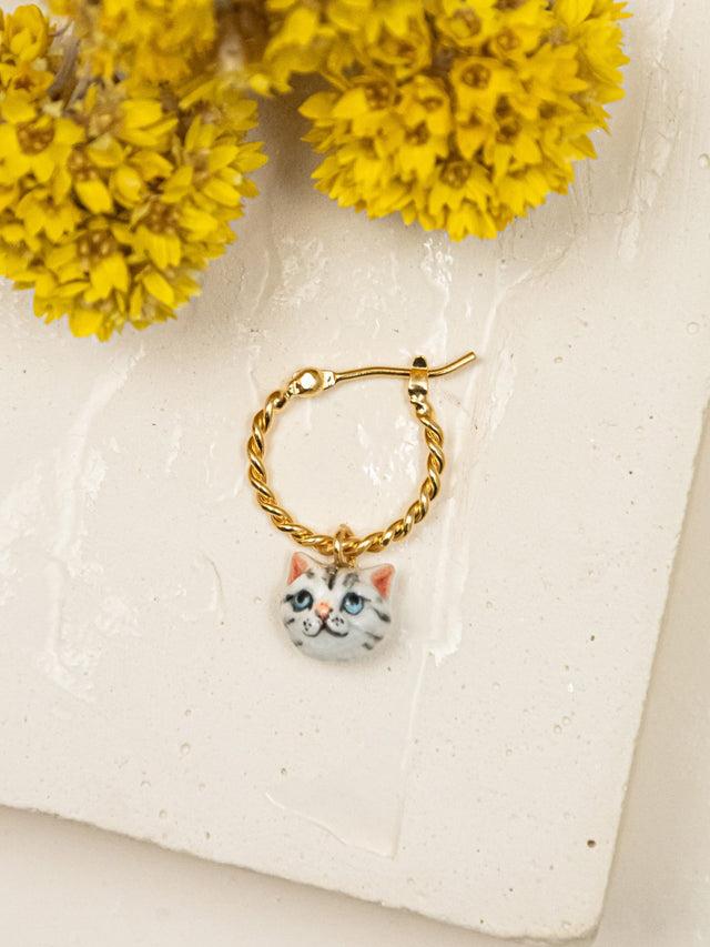 Nach Bijoux Mini Créole Chat Tabby - Vendue à L'unité