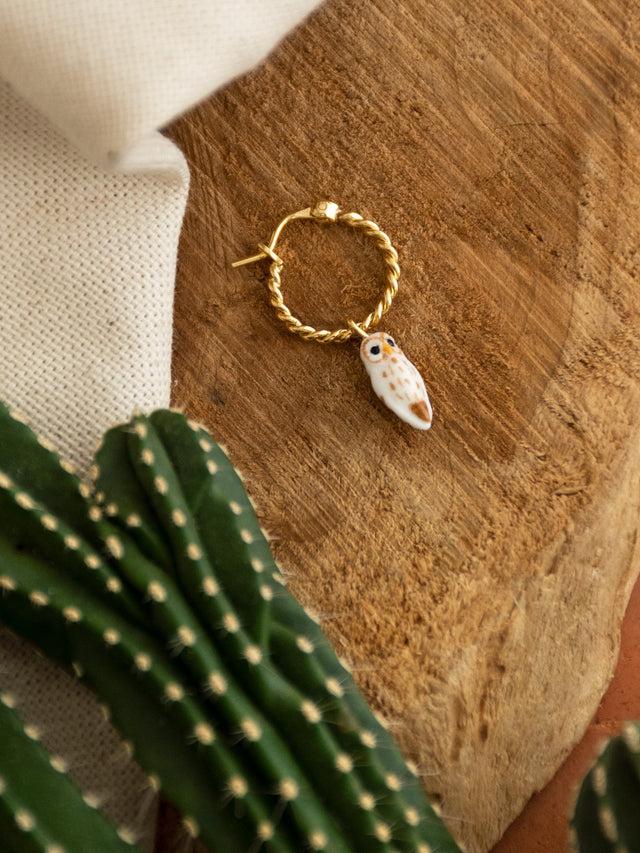 Nach Bijoux Mini Créole Chouette Blanche - Vendue à L'unité