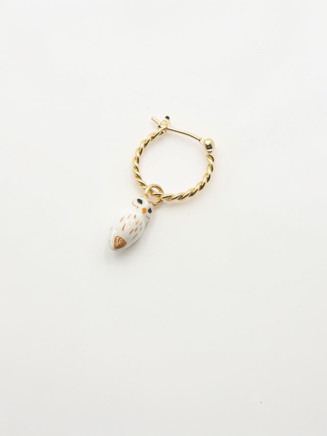 nach bijoux Mini créole chouette blanche - Vendue à l'unité