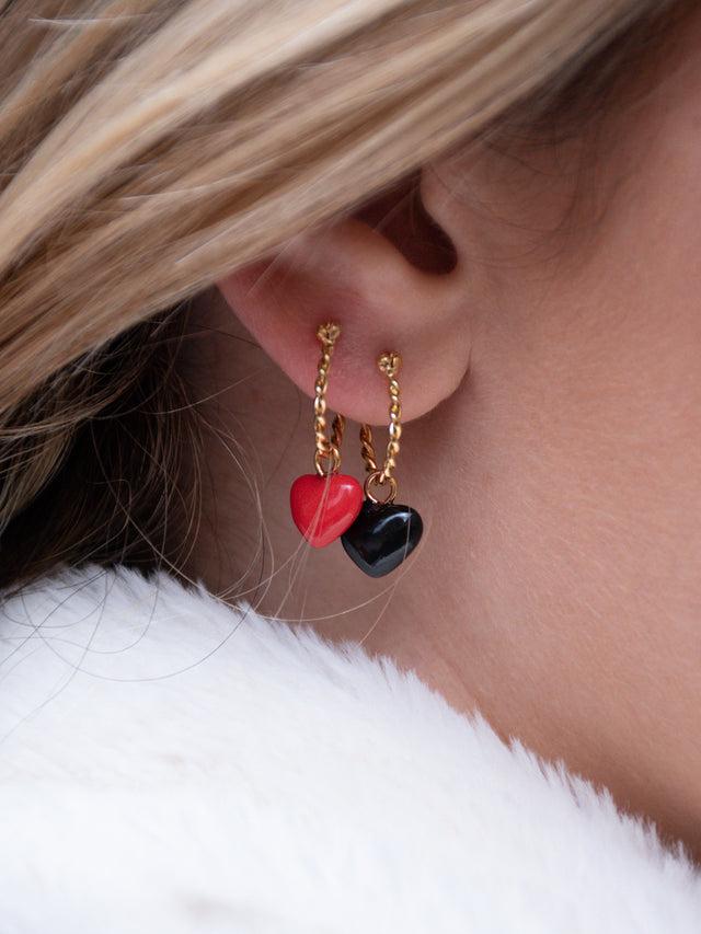 nach bijoux Mini créole coeur noir - Vendue à l'unité - Premier amour