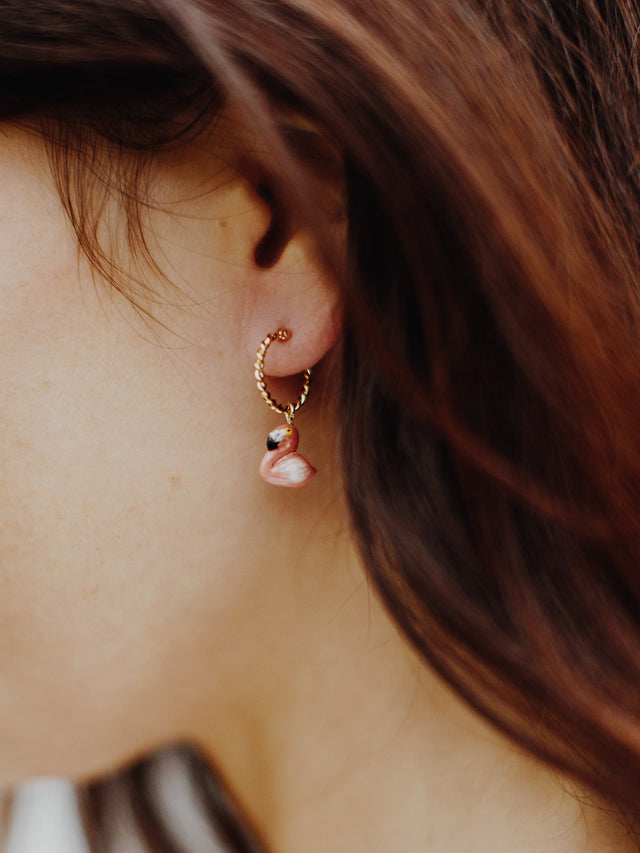 Nach Bijoux Mini Créole Flamant Rose - Vendue à L'unité