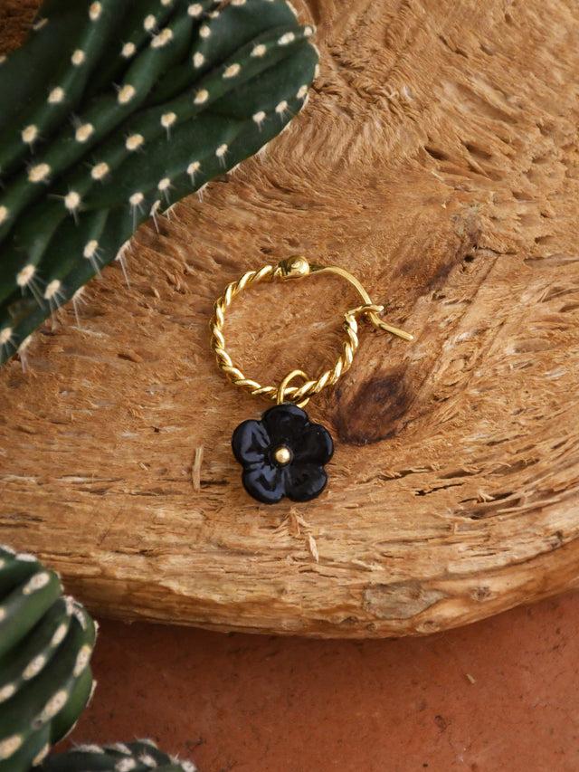 Nach Bijoux Mini Créole Fleur Noire - Vendue à L'unité