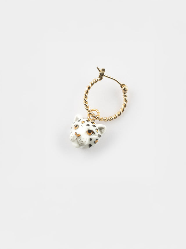 nach bijoux Mini créole léopard blanc & doré - Vendue à l'unité