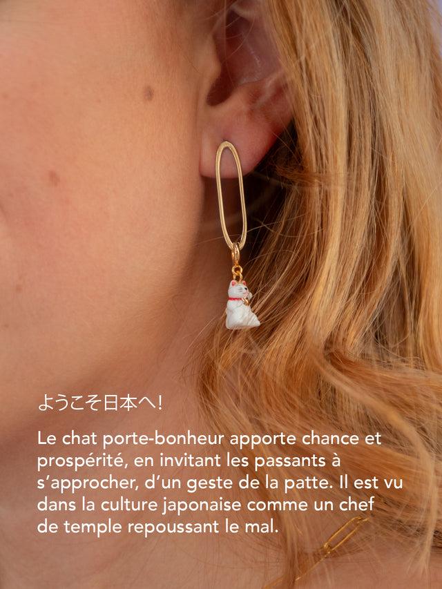 Nach Bijoux Mini Créole Maneki Neko - Vendue à L'unité - Lucky You