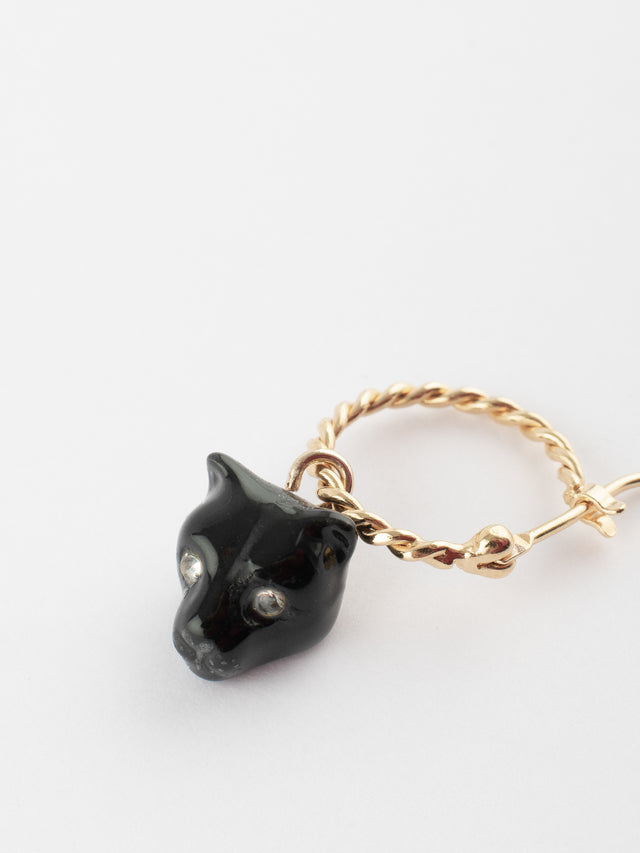 Nach Bijoux Mini Créole Panthère Noire à Strass - Vendue à L'unité