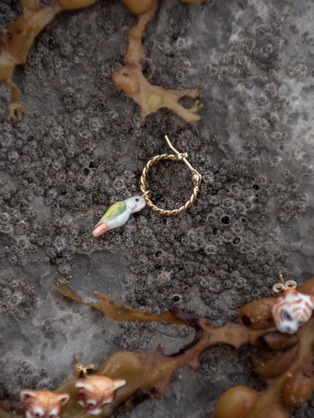 Nach Bijoux Mini Créole Perroquet Blanc & Vert - Vendue à L'unité