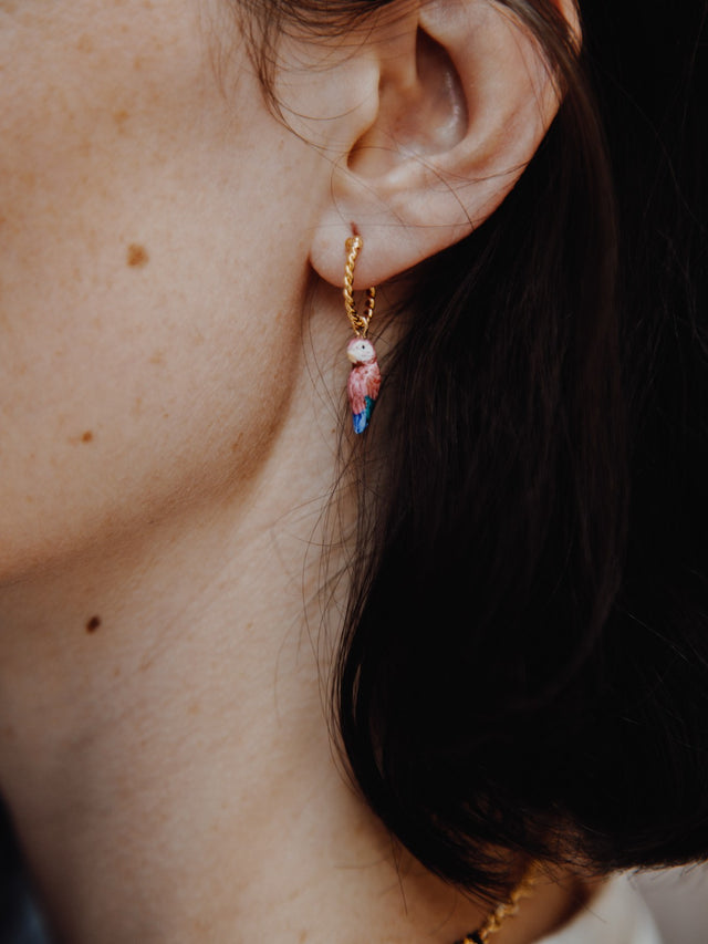 Nach Bijoux Mini Créole Perroquet Rose - Vendue à L'unité