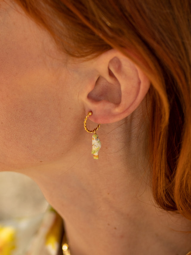 Nach Bijoux Mini Créole Perruche Blanche - Vendue à L'unité