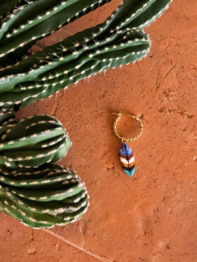 Nach Bijoux Mini Créole Plume Bleue - Vendue à L'unité