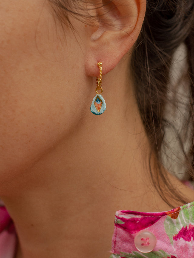 Nach Bijoux Mini Créole Plume De Paon - Vendue à L'unité