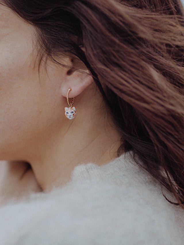 Nach Bijoux Mini Créole Tigre Blanc - Vendue à L'unité