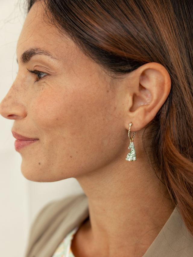 Nach Bijoux Mini Créole Zèbre Vert - Vendue à L'unité