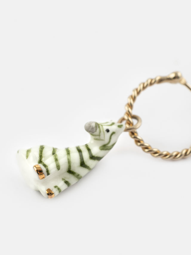 nach bijoux Mini créole zèbre vert - Vendue à l'unité