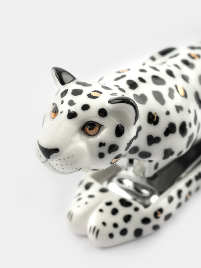 nach bijoux Agrafeuse léopard blanc & doré