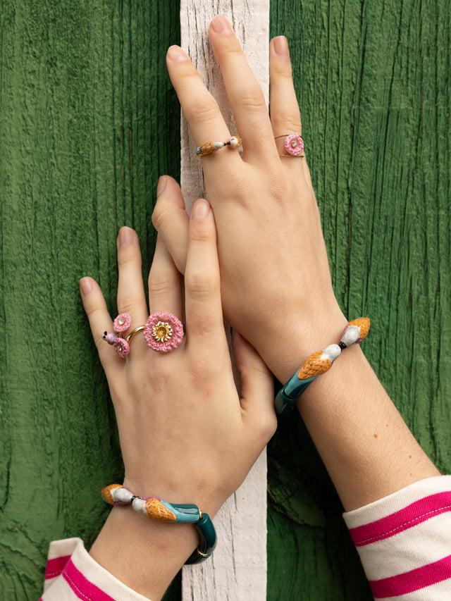 Nach Bijoux Bague Chardon Rose