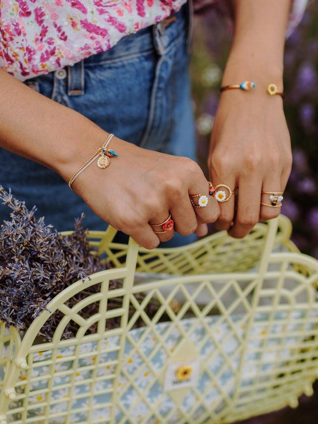 Nach Bijoux Bague Double Anneau Coquelicot