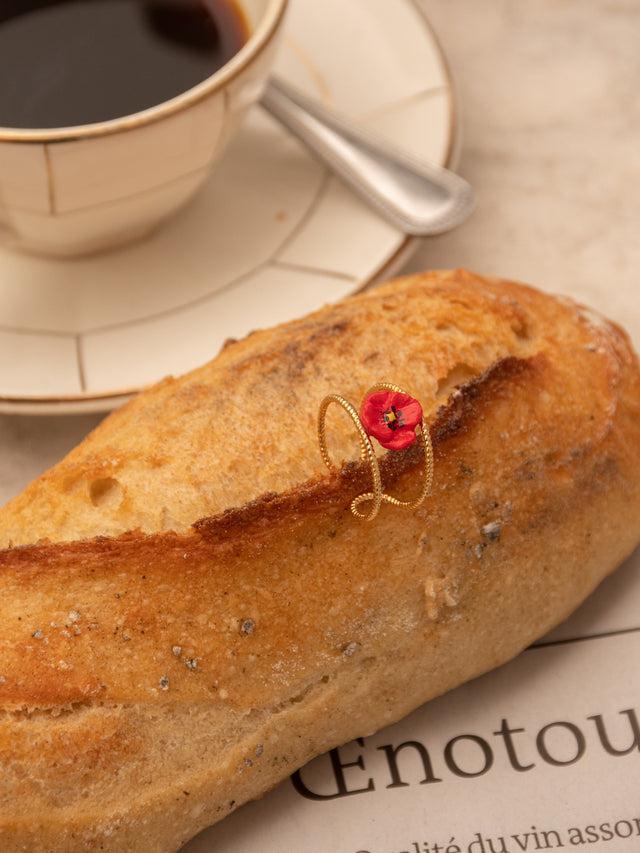 Nach Bijoux Bague Double Anneau Coquelicot