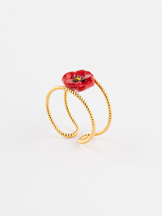 nach bijoux Bague double anneau coquelicot