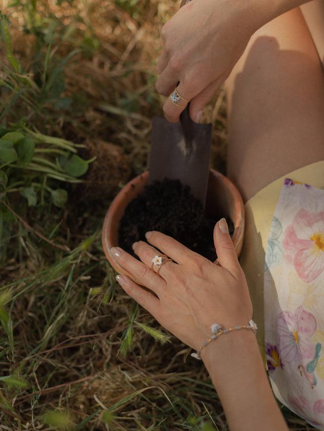 Nach Bijoux Bague Double Anneau Fleur De Poirier