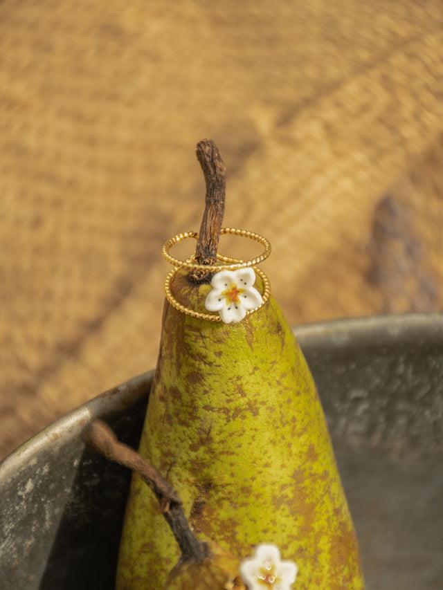 Nach Bijoux Bague Double Anneau Fleur De Poirier