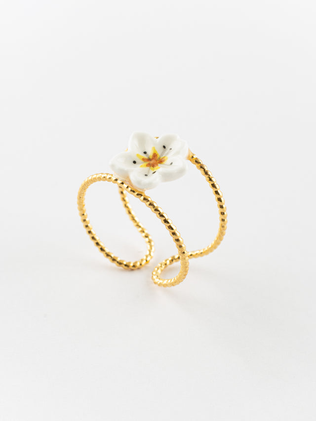 nach bijoux Bague double anneau fleur de poirier