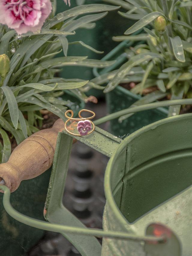 Nach Bijoux Bague Double Anneau Pensée