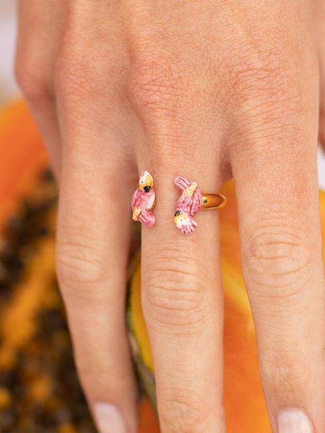 Nach Bijoux Bague FaceToFace Cacatoès Rose