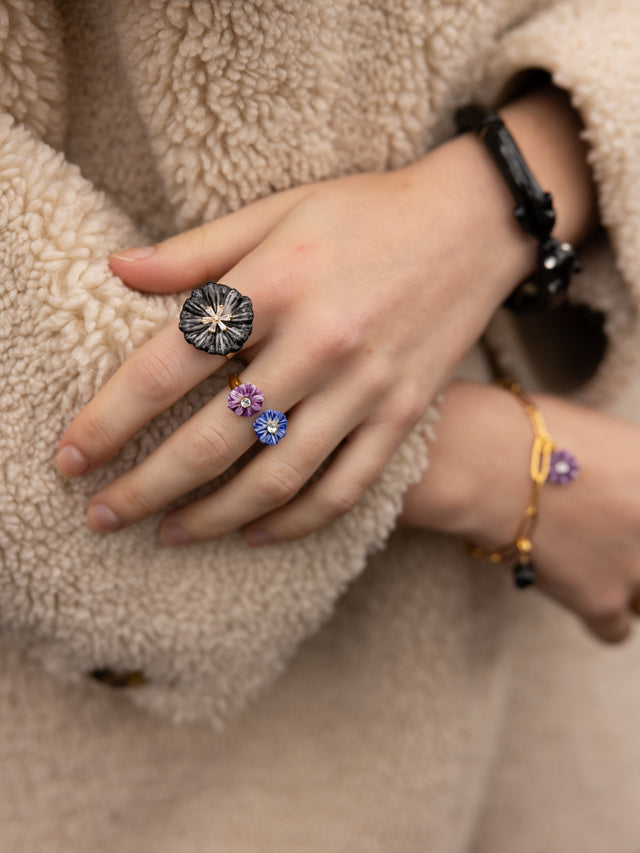 Nach Bijoux Bague FaceToFace Chardons Bleu & Violet