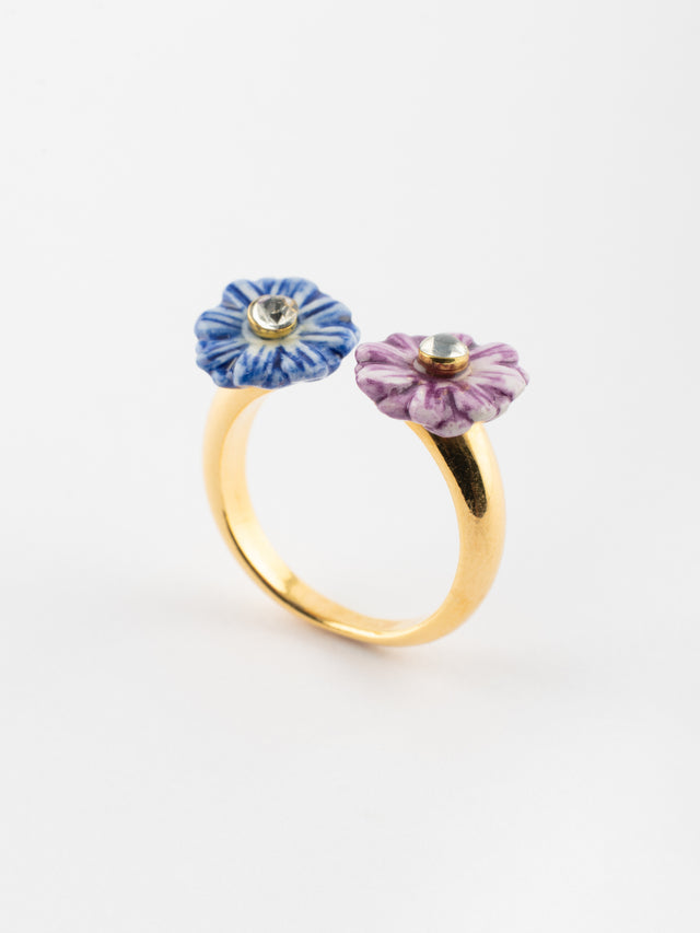 nach bijoux Bague FaceToFace chardons bleu & violet