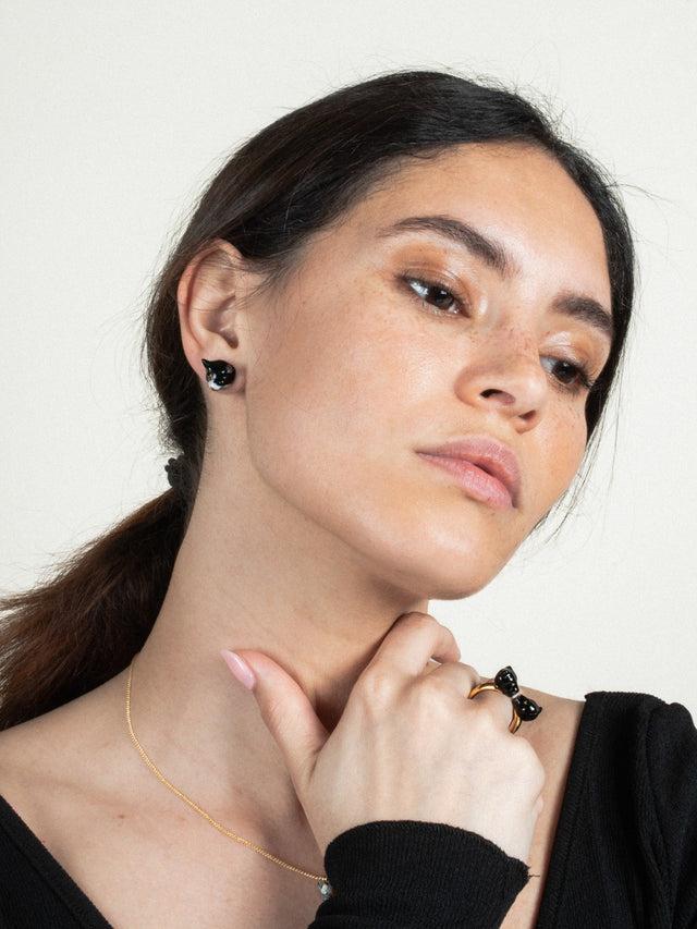 Nach Bijoux Bague FaceToFace Panthère Noire