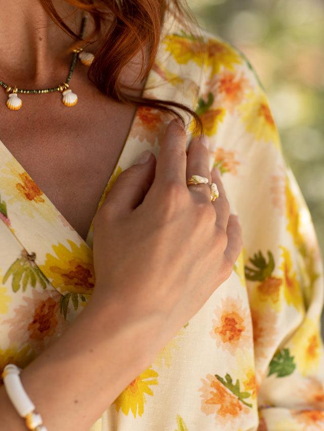 Nach Bijoux Bague FaceToFace Perruche Blanche