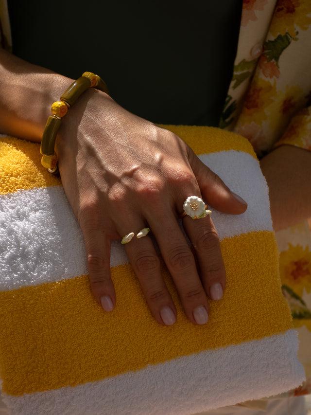 Nach Bijoux Bague FaceToFace Perruche Blanche